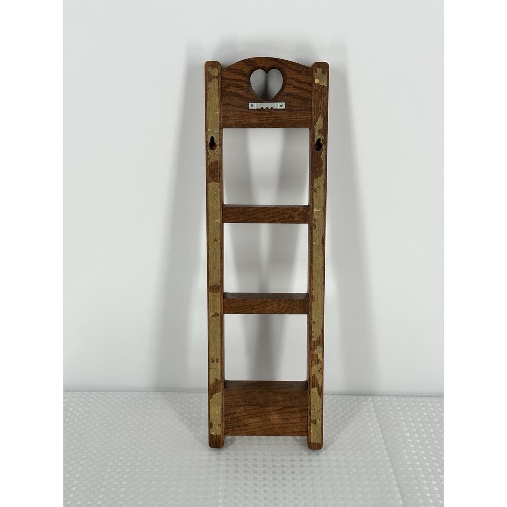 VTG Heart Knick Knack Wooden Wall Shelf 18x5 inch Trinket 2 Pegs Cottage Core - Picture 4 of 6
